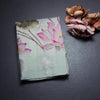 Raw Silk Ice Green Floral Printed Saree