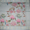 Raw Silk Ice Green Floral Printed Saree