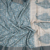 Raw Silk Blue Printed Saree