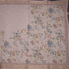 Semi Linen Light Peach Floral Printed With Zari Thread Work Saree