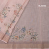 Semi Linen Light Peach Floral Printed With Zari Thread Work Saree