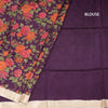 Pure Tussar Purple Floral Printed Saree