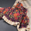 Pure Tussar Purple Floral Printed Saree
