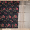 Pure Tussar Black Floral Printed Saree