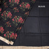 Pure Tussar Black Floral Printed Saree