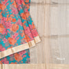 Pure Tussar Blue Floral Printed Saree 04