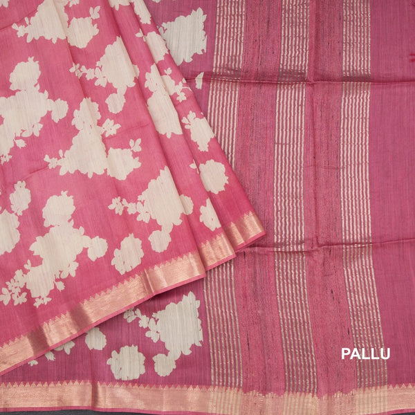 Pure Tussar Pink Printed Saree 02
