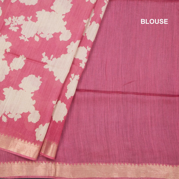 Pure Tussar Pink Printed Saree 02