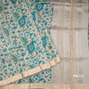 Pure Tussar Cream Leaf Printed Saree