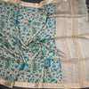Pure Tussar Cream Leaf Printed Saree