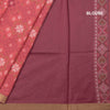 Raw Silk Dark Peach Printed Saree