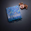 Silk Cotton Ice Blue Thread Work Saree