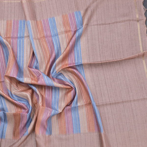 Raw Silk Multi colour Stripes Saree 02