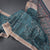 Raw Silk Teal Blue Zari Checked With Printed Saree