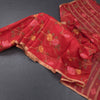Silk Cotton Red Floral Thread Work Saree 02