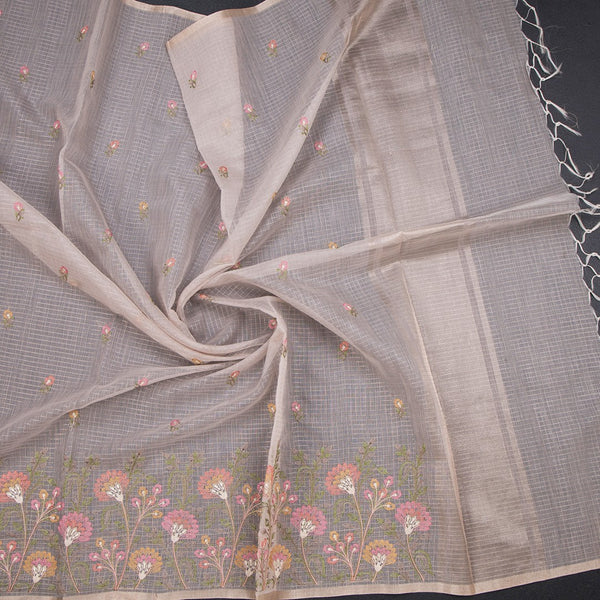 Kota Light Brown Thread Work Saree
