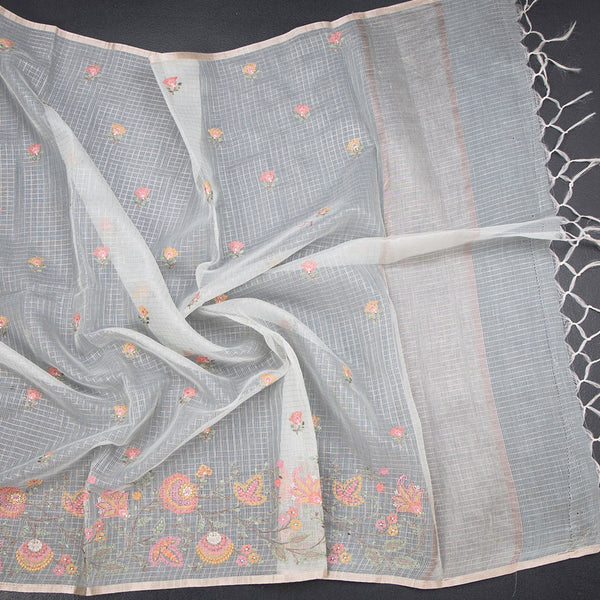 Kota Light Blue Thread Work Saree