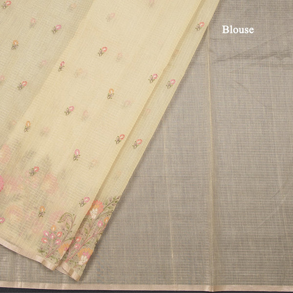 Kota Light Yellow Thread Work Saree