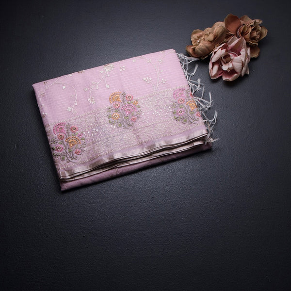 Kota Light Pink Thread Work Saree