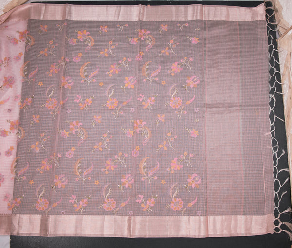 Kota Peach Thread Work Saree