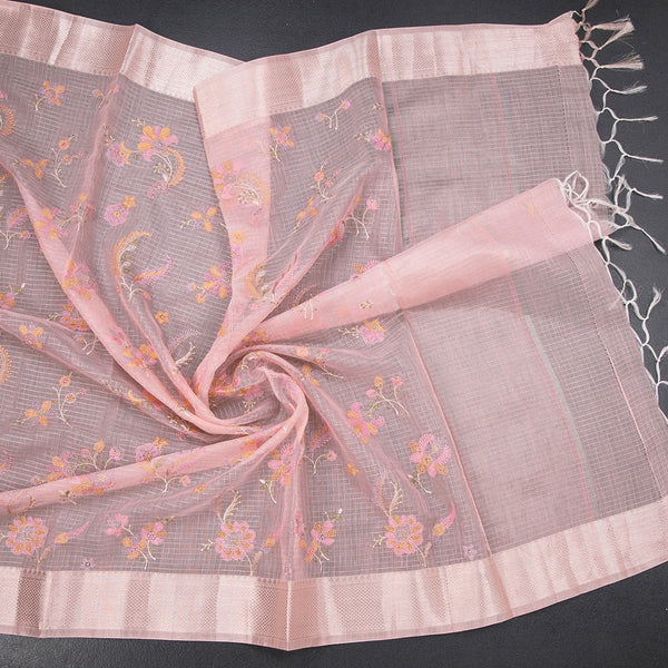 Kota Peach Thread Work Saree