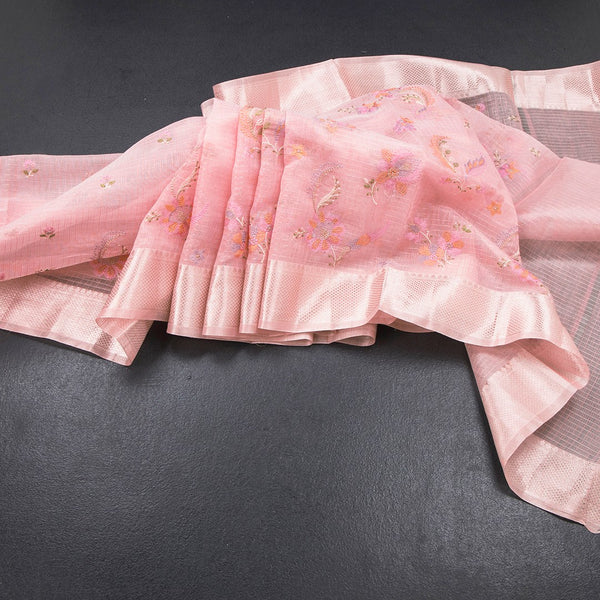Kota Peach Thread Work Saree