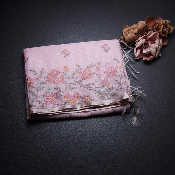 Kota Light Pink Thread Work Saree 02