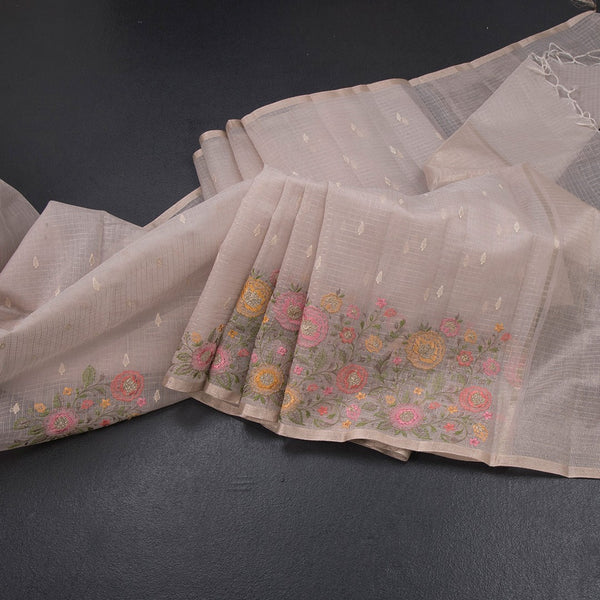 Kota Light Brown Thread Work Saree 02