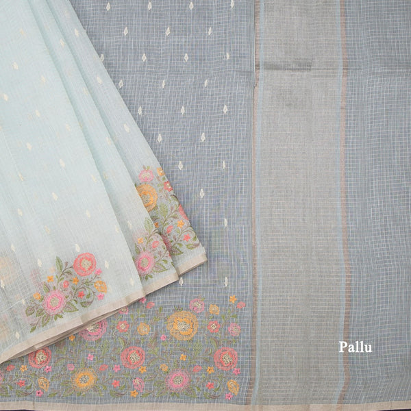 Kota Pale Green Thread Work Saree