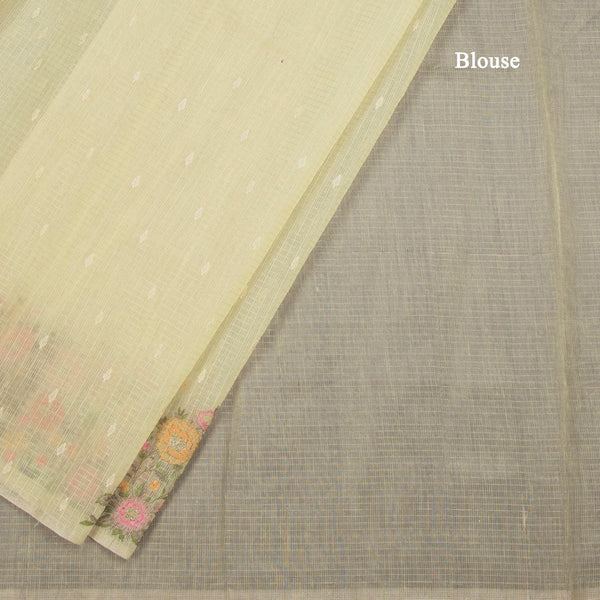 Kota Light Yellow Thread Work Saree 02