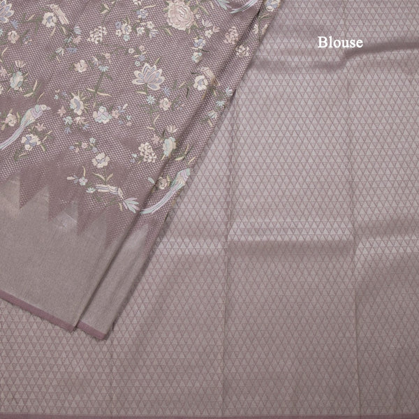 Banaras Lavender Zari With Thread Work Saree 02