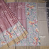 Raw Silk Light Maroon Floral Printed Saree