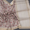 Raw Silk Grey Floral Printed Saree 04