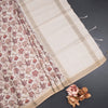 Raw Silk Cream Floral Printed Saree 06