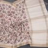 Raw Silk Cream Floral Printed Saree 06
