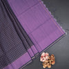 Raw Silk Dark Purple Zari Checked Saree