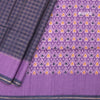 Raw Silk Dark Purple Zari Checked Saree