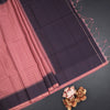 Raw Silk Dark Peach Zari Checked Saree