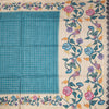 Raw Silk Peacock Blue Zari Checked Saree 02