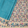 Raw Silk Peacock Blue Zari Checked Saree 02