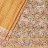 Raw Silk Golden Brown Zari Checked Saree