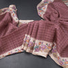 Raw Silk Dark Maroon Zari Checked Saree
