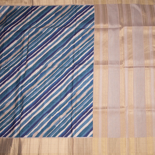 Raw Silk Multi Colour Stripes Printed Saree