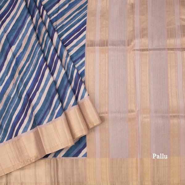 Raw Silk Multi Colour Stripes Printed Saree