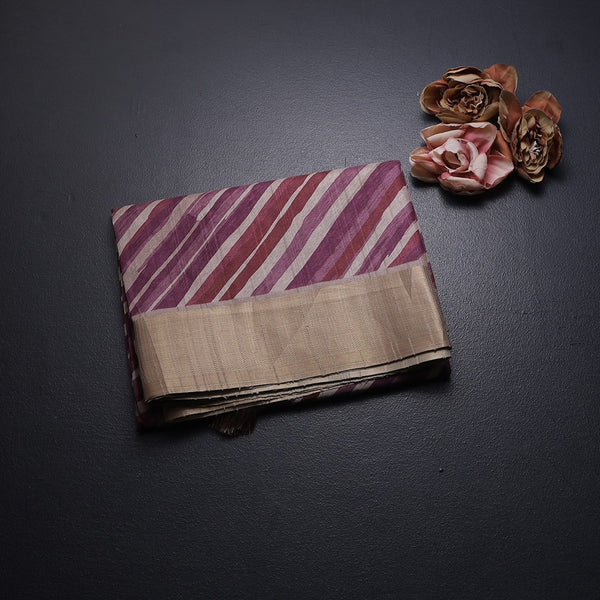 Raw Silk Multi Colour Stripes Printed Saree 02