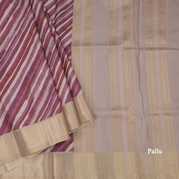 Raw Silk Multi Colour Stripes Printed Saree 02