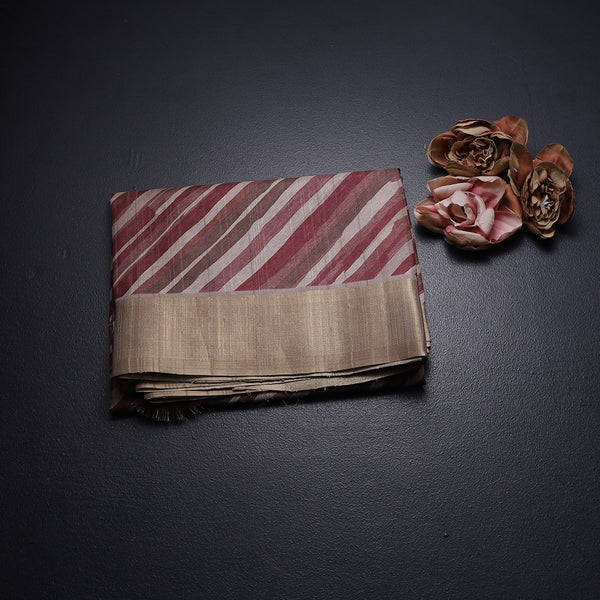 Raw Silk Multi Colour Stripes Printed Saree 03