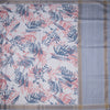 Raw Silk Light Blue Leaf Printed Saree