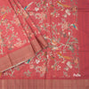 Raw Silk Reddish Pink Printed Saree In Tree Design