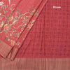 Raw Silk Reddish Pink Printed Saree In Tree Design